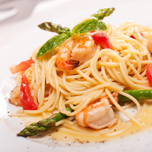 Spaghetti with Shrimp and Asparagus