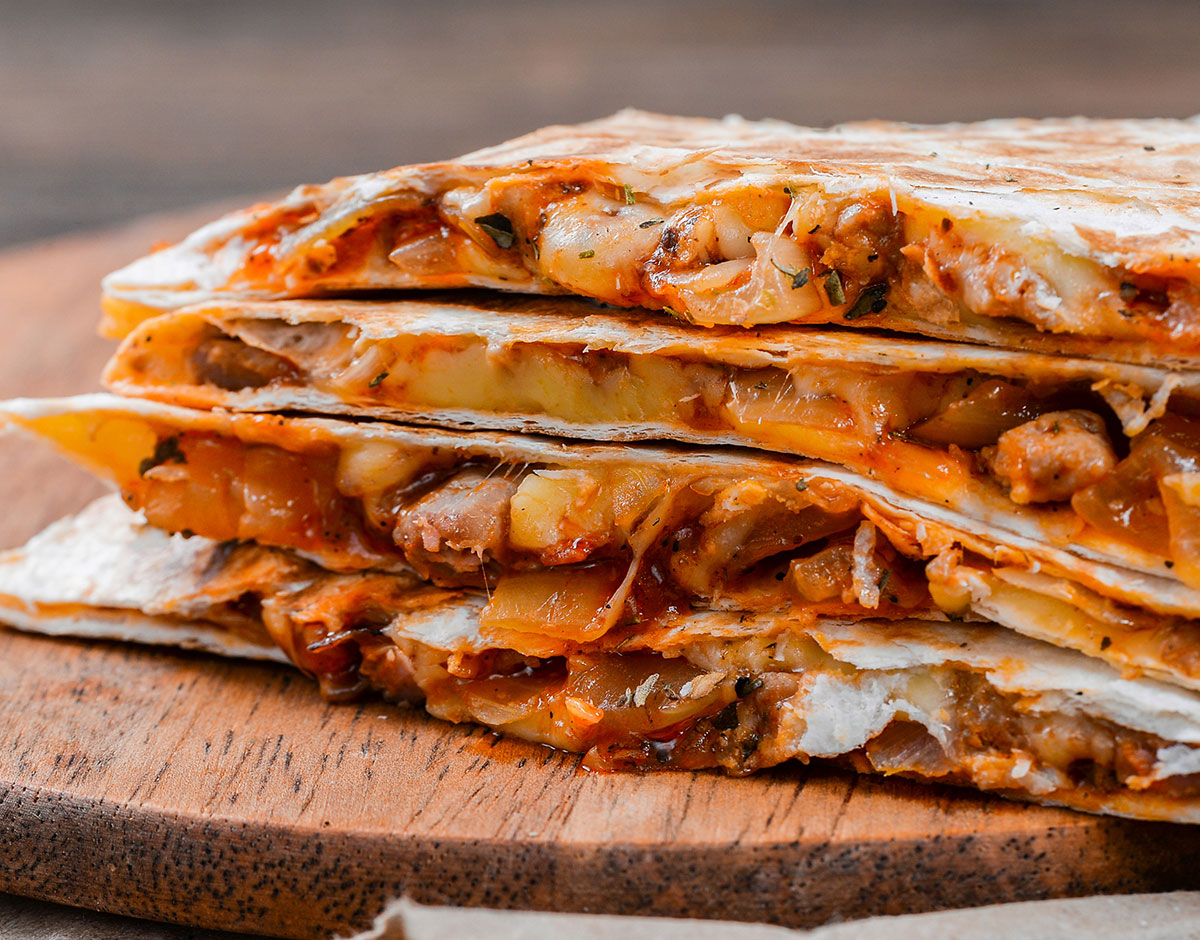BBQ Chicken Quesadillas with Caramelized Onions