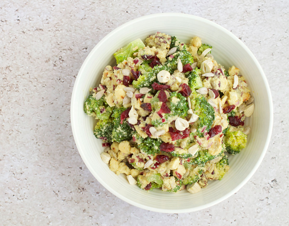 Broccoli Salad with Cashew Curry Dressing