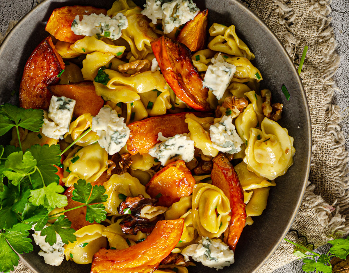 Tortellini with Roasted Pumpkin and Blue Cheese