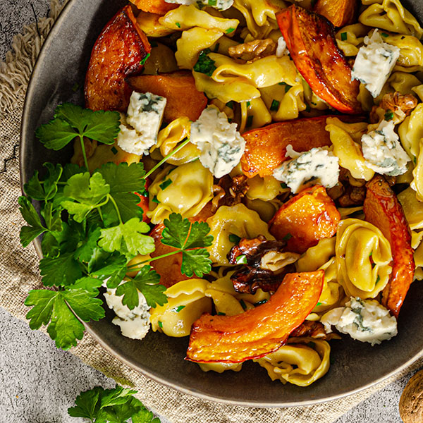 Tortellini with Roasted Pumpkin and Blue Cheese